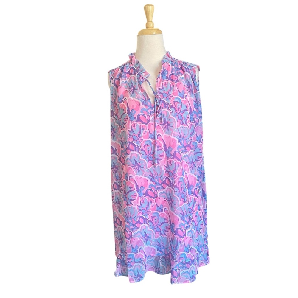 Simply Southern Ruffle Neck Tunic Tropical Sz Large NWT